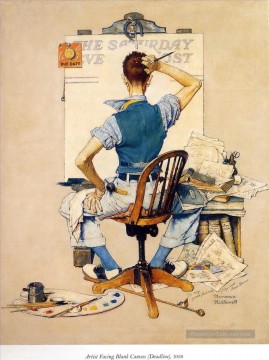Norman Rockwell Painting - artist facing blank canvas Norman Rockwell
